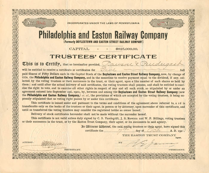 Philadelphia and Easton Railway Co.